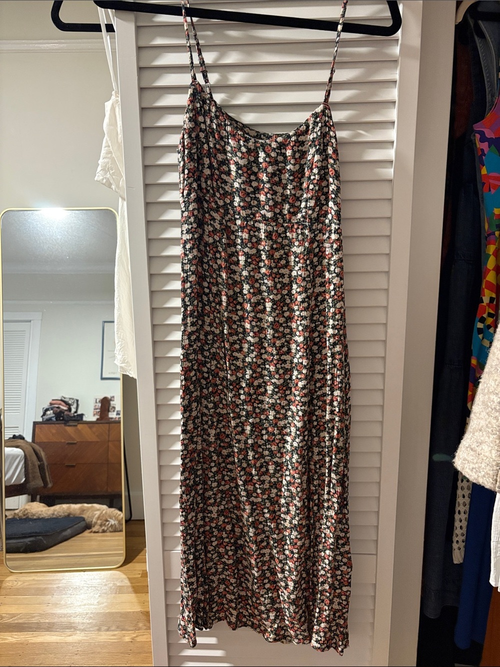 Volcom Black Maxi Slip Skirt with Pink Floral Print